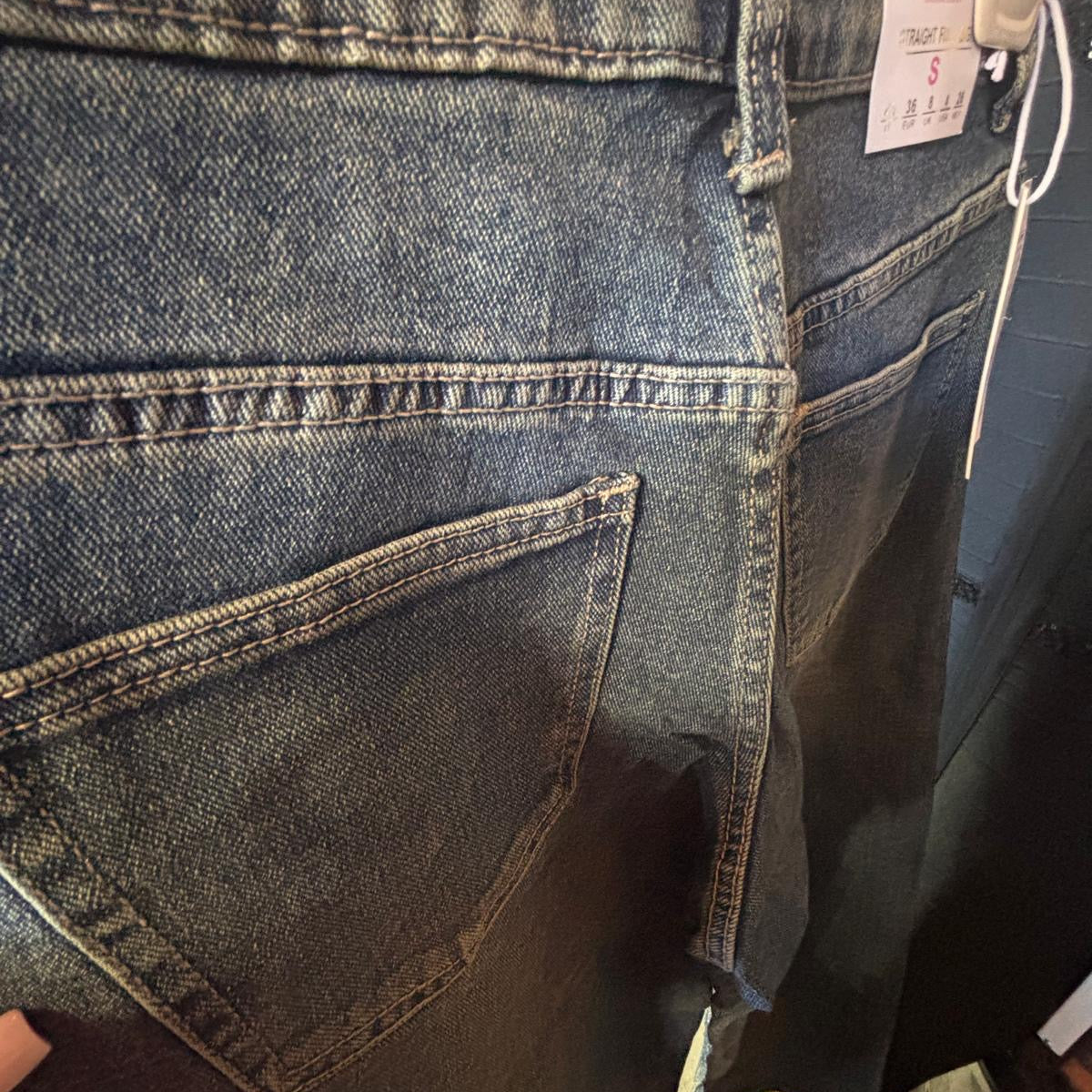 960 jeans taille haute coupe droite avec strass