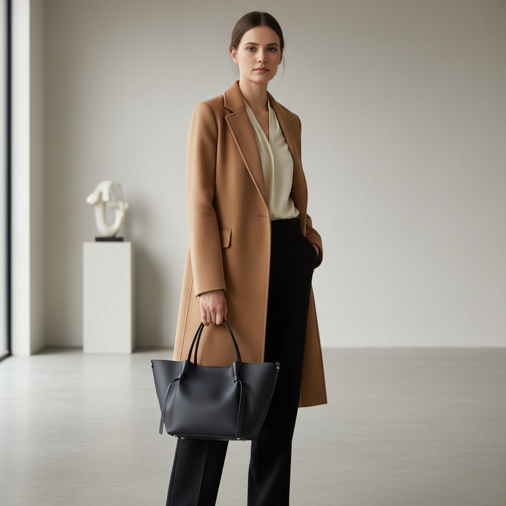 SAC CABAS 57942 confectionné en cuir grainé de haute qualité avec une doublure contrastante, doté de anses élégantes et d&