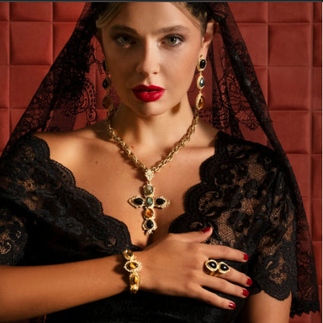 NIIKI 1415 SICILIA COLLIER PENDENTIF CROIX(LABRADORITE ONIX)