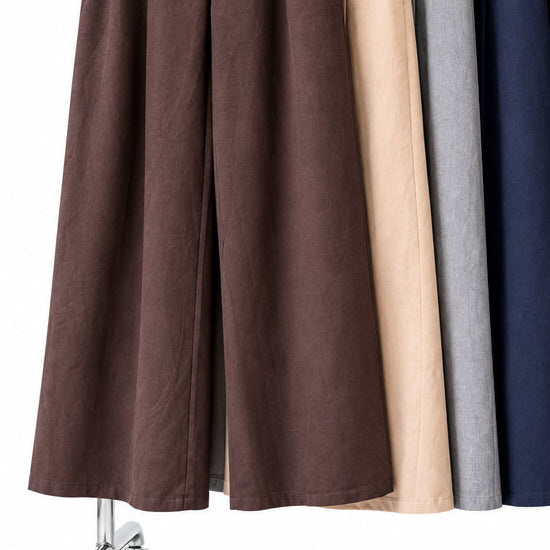 Pantalon marin 49818 – pantalon large femme taille haute à coupe droite fluide et boutons dorés décoratifs sur le devant, style chic facile à porter au quotidien