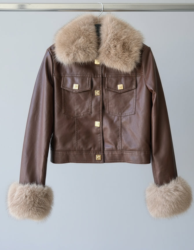POPUP 82058 BLOUSON SIMICUIR FOURRURE AMOVIBLE