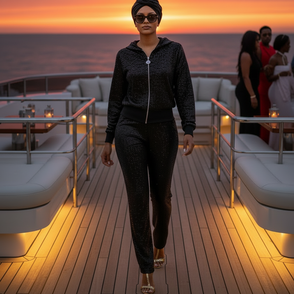 9368 TATU ensemble jogging tout en sequins discret pantalon et veste haute qualité les sequin bouge pas au lavage