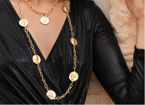 precomande 10 jour NIIKI PARIS NCN1393 Macima sautoir or/laiton (médaillon gravés) sur commande