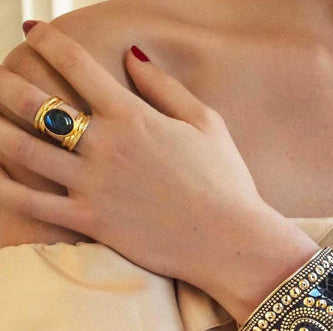 457NIIKI PARIS Luna bague originale labradorite Tout les bijoux NIIKI indisponibles sont en précommande dans un délai de 15 jours ouvrables voir en privé avec Laetitia .
