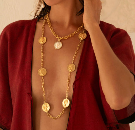 precomande 10 jour NIIKI PARIS NCN1393 Macima sautoir or/laiton (médaillon gravés) sur commande