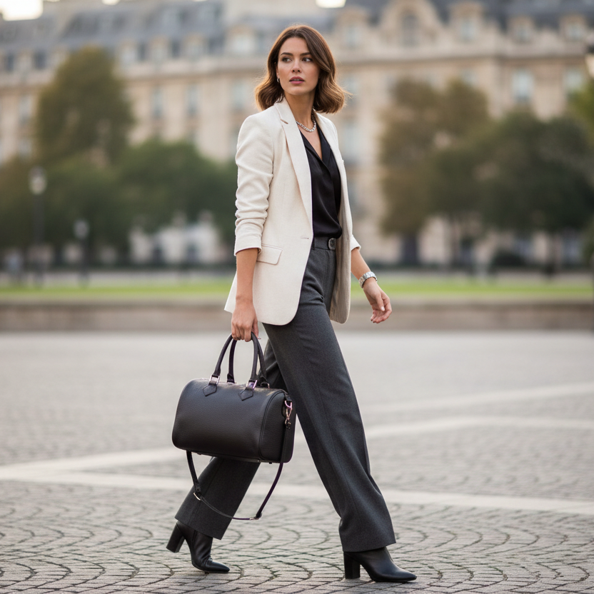 SAC ROND 2728 en cuir grainé deux anses pour porter à la main et une bandoulière pour porter à l épaule