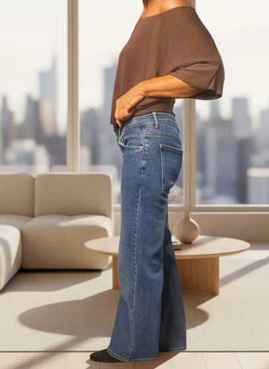 9050 Jeans pattes d’éléphant Design Unique et Stretch pour Utilisation Spécifique taille basse