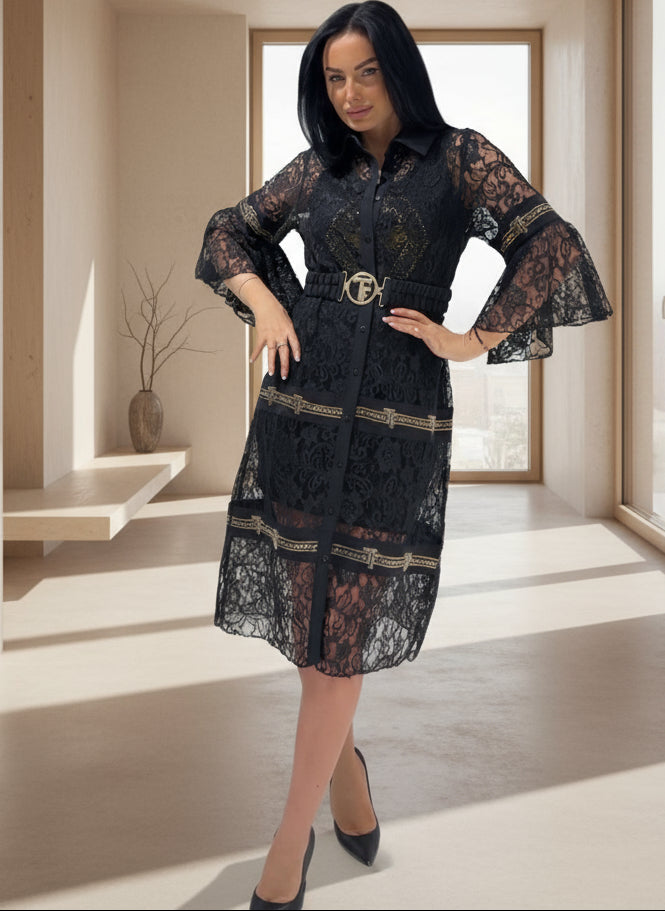POPUP 8046 TATU ROBE DENTELLE FOND DE ROBE ET CEINTURE ELASTIQUE