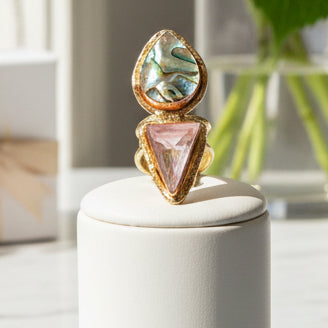 12 NIIKI paris 957 Caledonia bague(crystaux rose et abalone) Tout les bijoux NIIKI indisponibles sont en précommande dans un délai de 15 jours ouvrables voir en privé avec Laetitia .