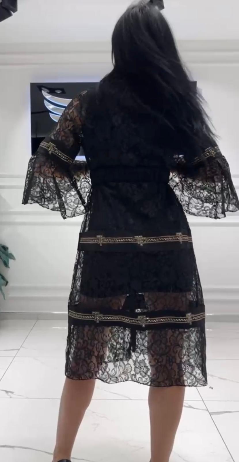 POPUP 8046 TATU ROBE DENTELLE FOND DE ROBE ET CEINTURE ELASTIQUE