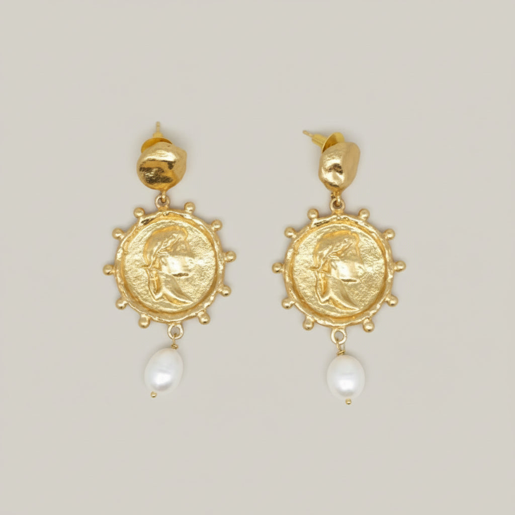 NIIKI Boucles d’oreille (NCE1411)POMPÉI (ORNÉS DE MEDAILLONS GRAVES)