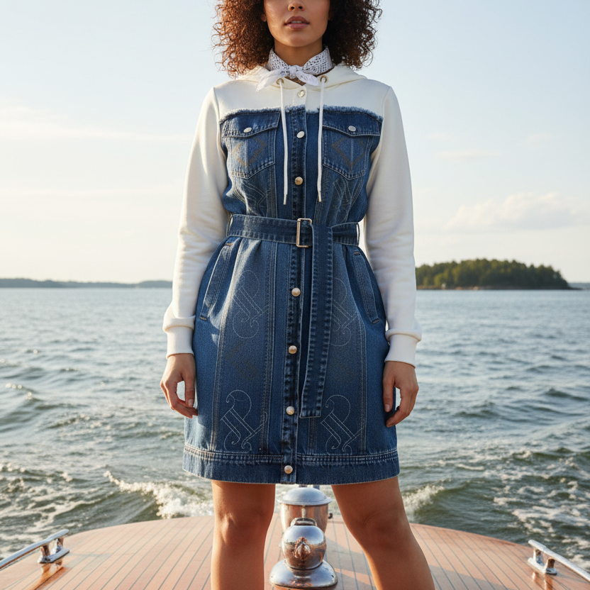 TATU 9233 ROBE Bi matières Coton Élasthanne avec Capuche Confort Optimal pour Usage Quotidien Style Moderne