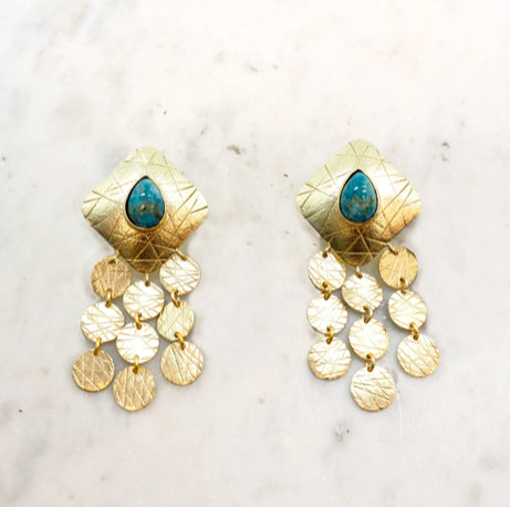 NIIKI 1004 MINEA BOUCLES D OREILLES (PIECES MARTELÉES ET APATITE )