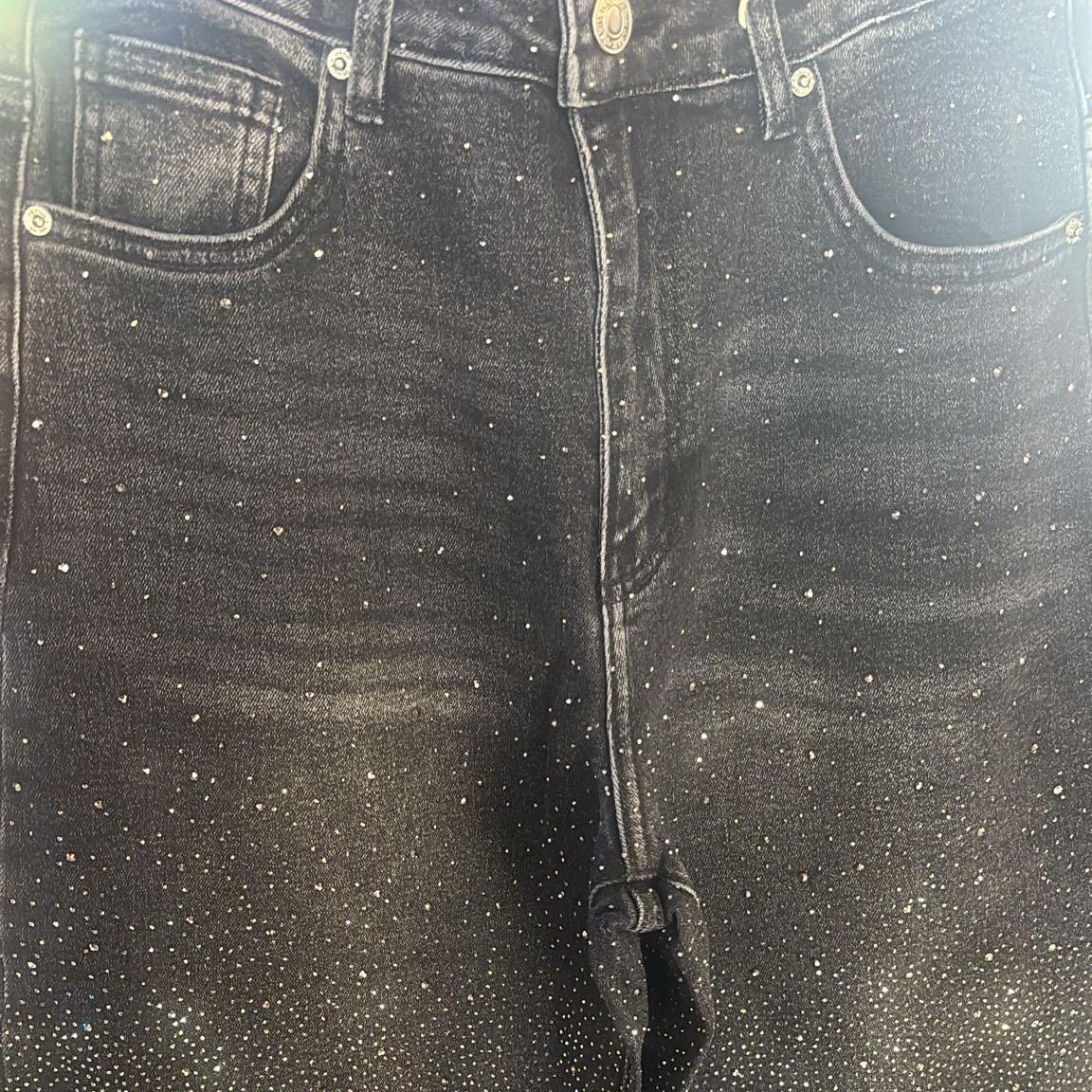 958 Jeans 2007 Strassed Taille Haute Wide Balloon avec Paillettes Élégantes Coupe Jolie et Confortable pour Style Unique et Chic