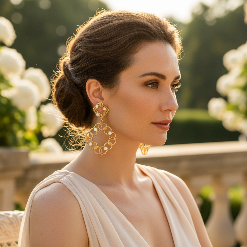 NIIKI PARIS NCE 1385 Anaé boucles d’oreilles perlées en laiton doré à l or 18carats Tout les bijoux NIIKI indisponibles sont en précommande dans un délai de 15 jours ouvrables voir en privé avec Laetitia .