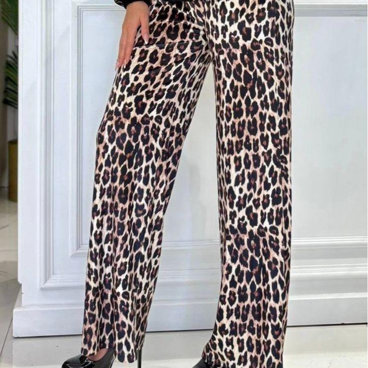 POPUP 9087 TATU PANTALON LÉOPARD BLOUSON DENTELLE NOIR