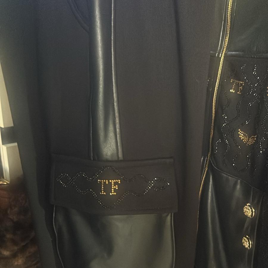 9148 TATU Jogging pantalon poche cargo en similicuir et la veste bi - matière similicuir, textile, légèrement fourré à l’intérieur