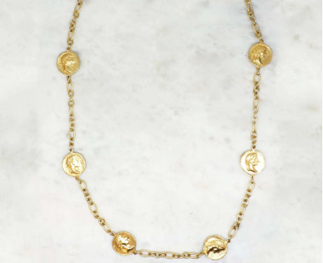 precomande 10 jour NIIKI PARIS NCN1393 Macima sautoir or/laiton (médaillon gravés) sur commande