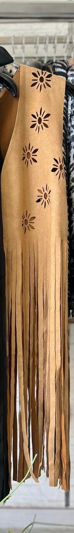 POPUP VESTE LONGUE SANS MANCHES FRANGES