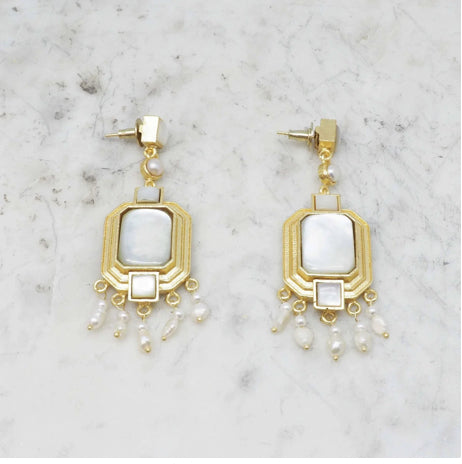 NIIKI PARIS NCE 461 Boucles d’oreilles forme géométrique perles nacrées.Tout les bijoux NIIKI indisponibles sont en précommande dans un délai de 15 jours ouvrables voir en privé avec Laetitia .