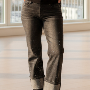 1193 JEANS STRASS TAILLE HAUTE STRECH