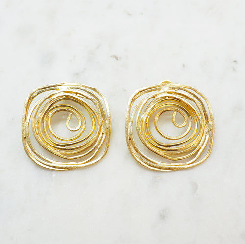 1027 NIIKI collier nuage en laiton recouvert d or (Boucles d’oreilles assorties)