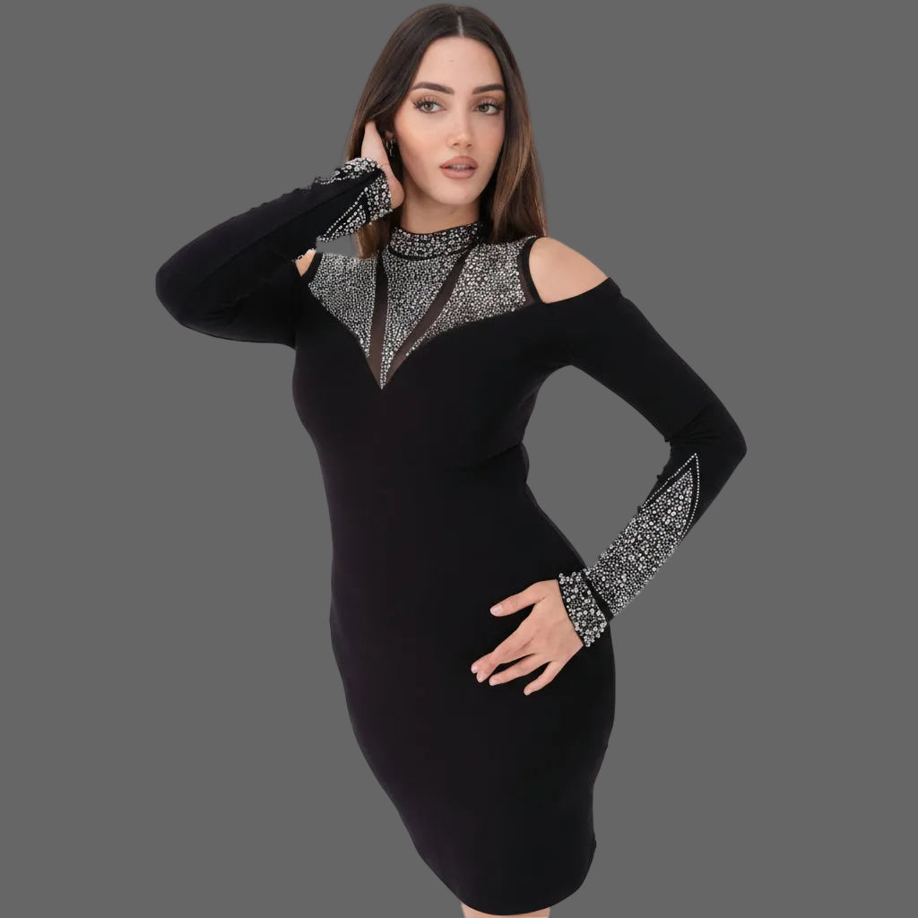 ROBE 2272 luxe moulante élégante avec décolleté jusqu&