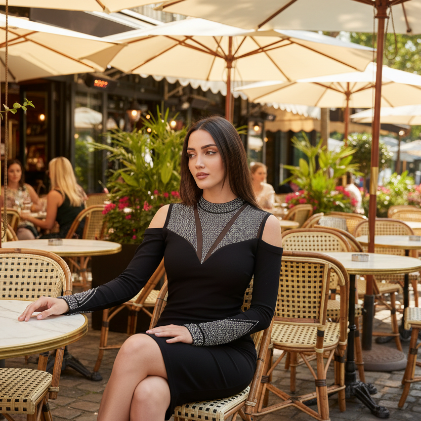 ROBE 2272 luxe moulante élégante avec décolleté jusqu&