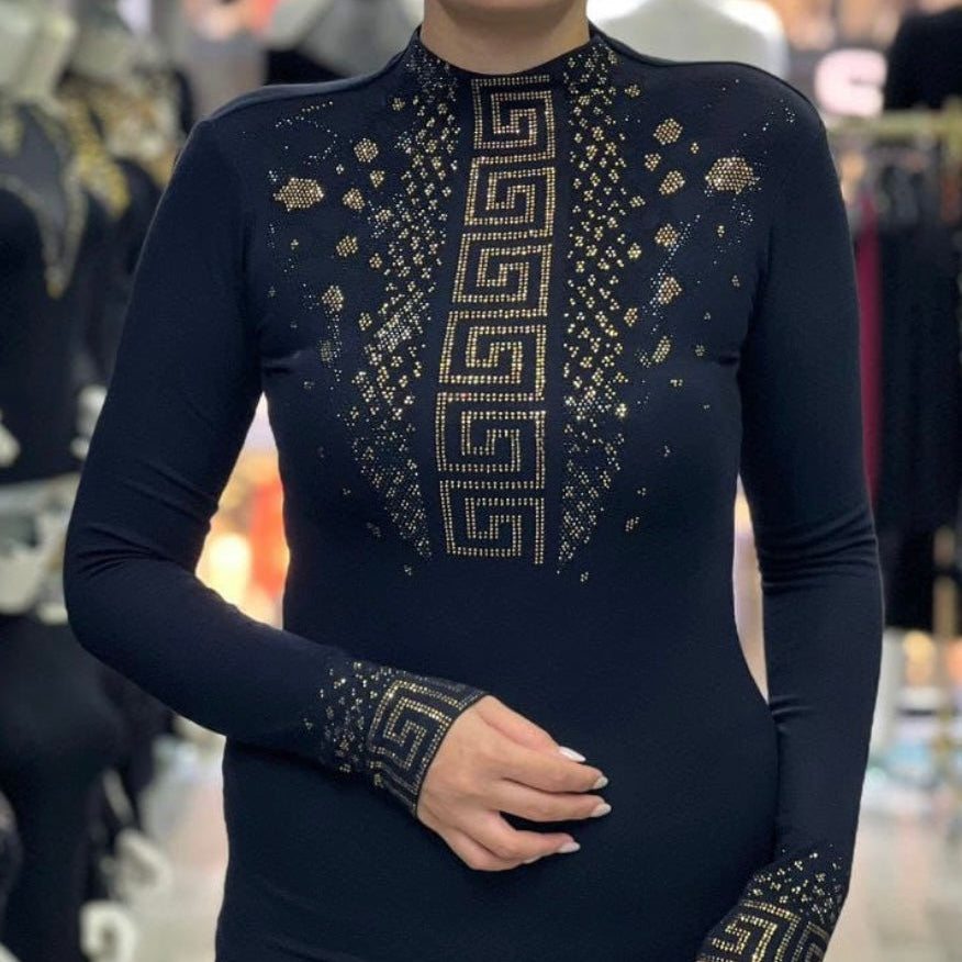 21148 Top luxe et chic stretch strass dorés