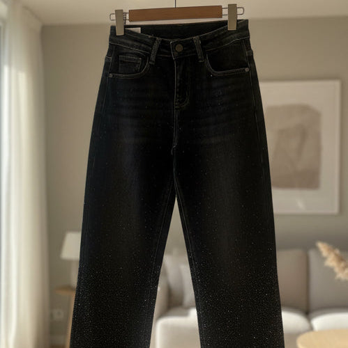 1193 JEANS STRASS TAILLE HAUTE STRECH
