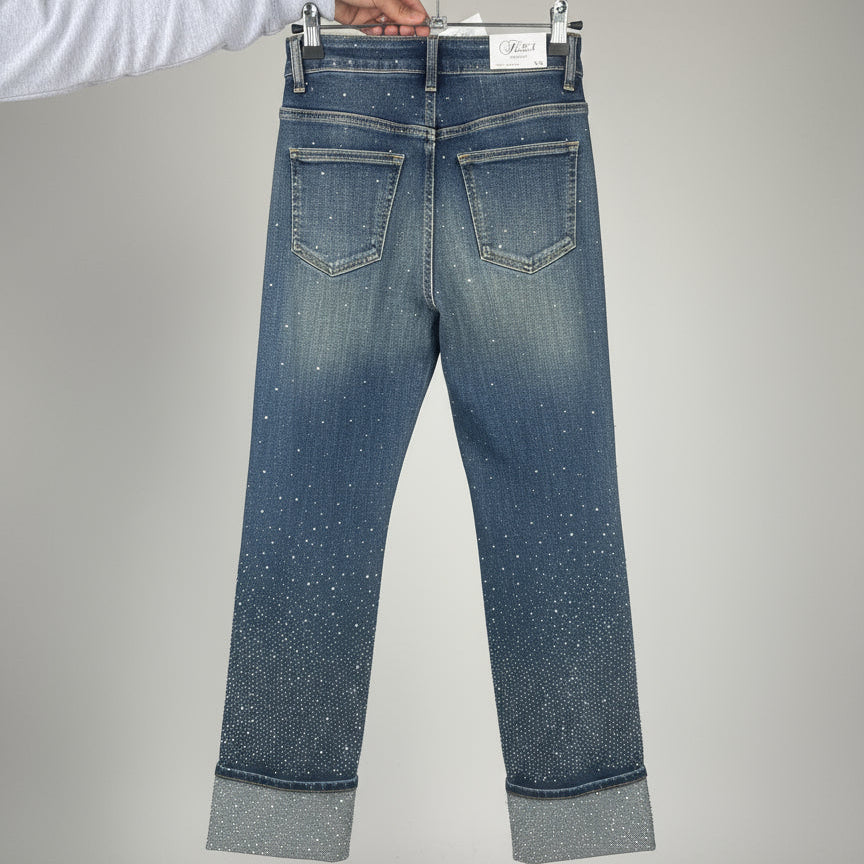1193 JEANS STRASS TAILLE HAUTE STRECH