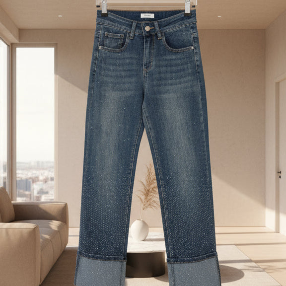 1193 JEANS STRASS TAILLE HAUTE STRECH