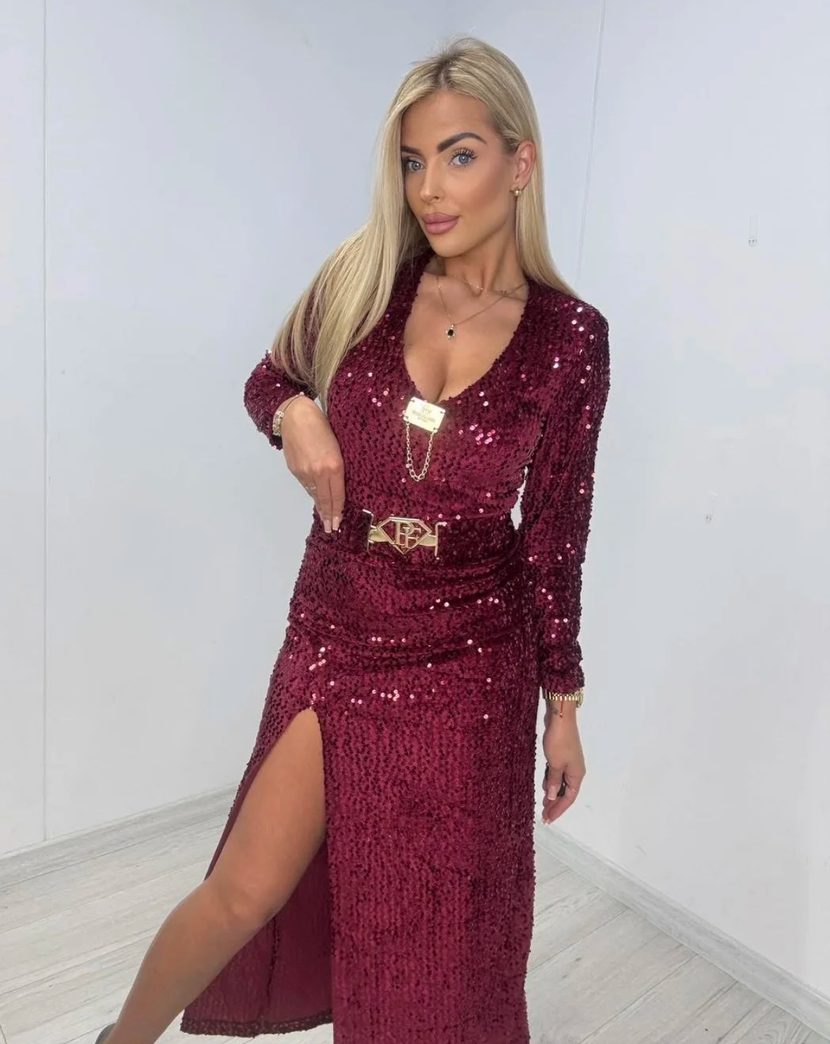 3355 PAPARAZZI superbe robe de soirée tout en sequin avec la ceinture fournie extensible classique et sexy pour de nombreuses occasions