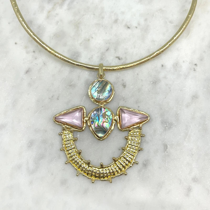 NIIKI PARIS NCR957 Caledonia bijoux dorés avec cristaux roses et éléments d&