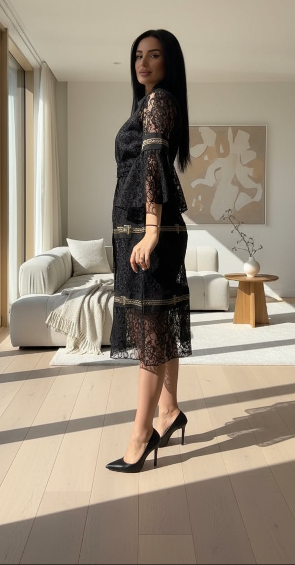 POPUP 8046 TATU ROBE DENTELLE FOND DE ROBE ET CEINTURE ELASTIQUE