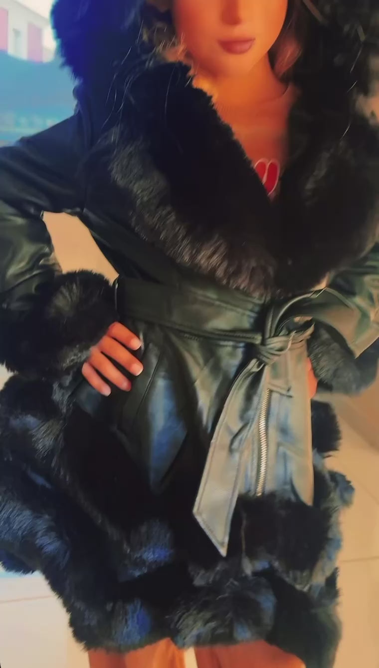POPUPKIDS V525 VESTE FILLE SIMLICUIR FOURRURE
