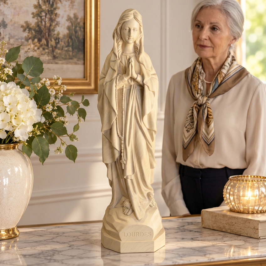 Vierge effet bois — maison — retouche IA