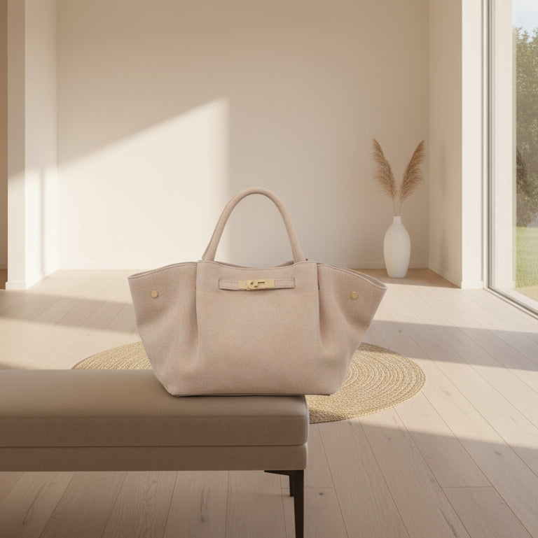 2506 sac en cuir grainé noir et rose poudré l(L46cm et H29cm)