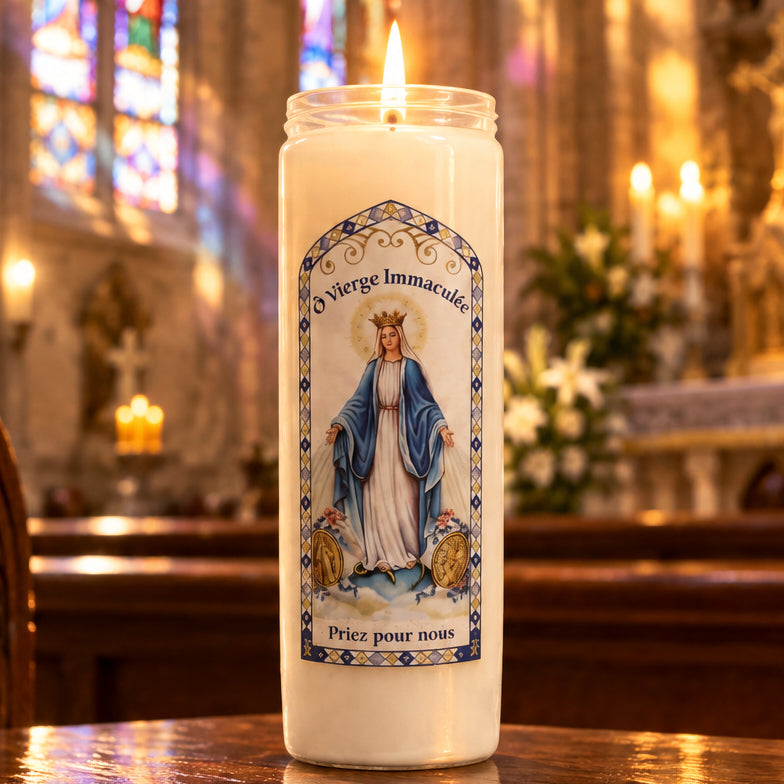 Bougie neuvaine – Neuvaine du sanctuaire de lourdes 2026, bougie de prière chrétienne issue d&