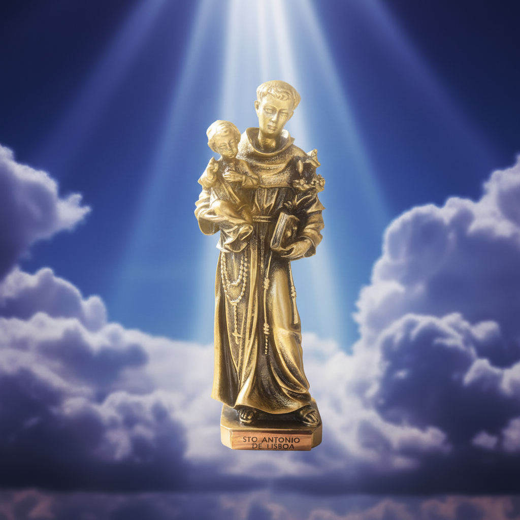 99 Statue religieuse – Saint Antoine, modèles polychromes et bronzés avec chapelet et lys