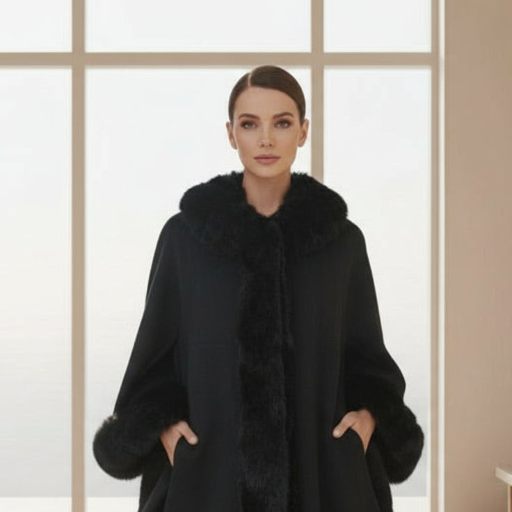 3376 Poncho entièrement fourré confort et élégance