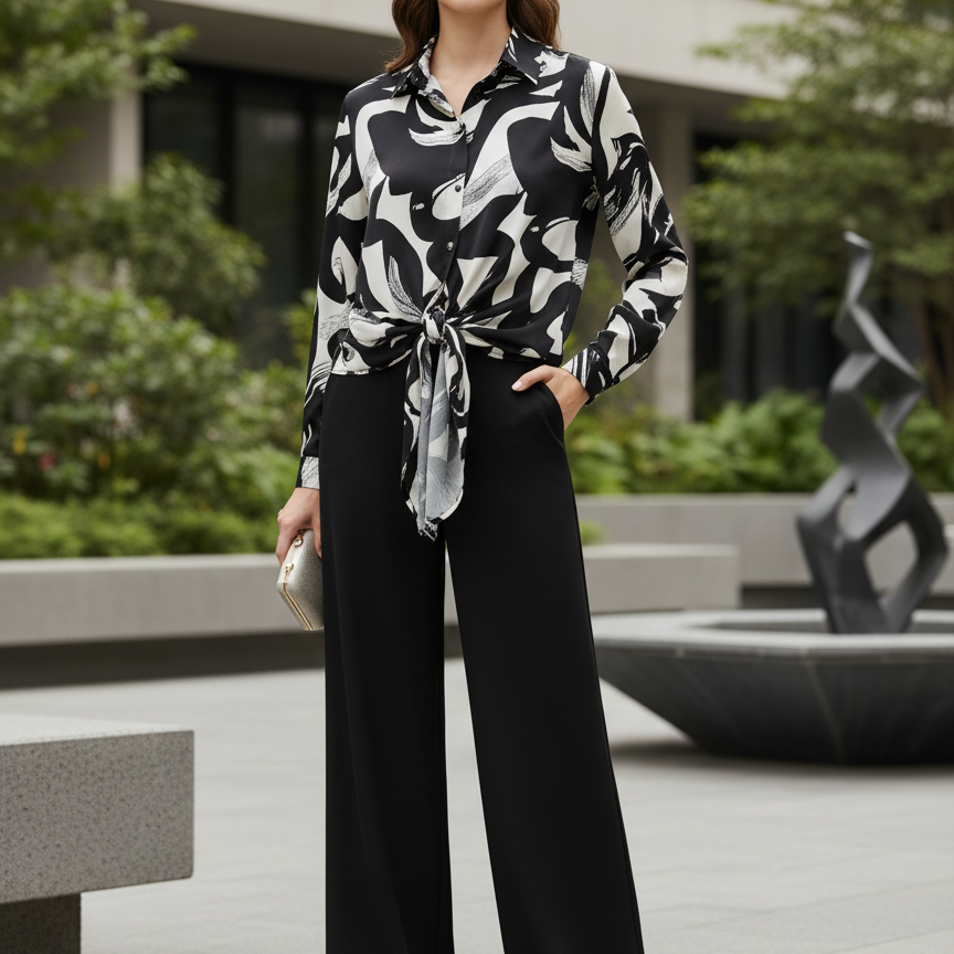 8862 Ensemble Pantalon &amp; Chemise Femme Look Classique et Versatile Confort Optimal et Coupe Élégante Idéal pour Occasions Quotidiennes