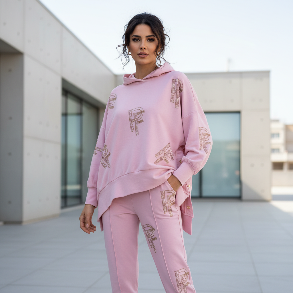 0086 PAPARAZZI ensemble jogging orné de strass.Ces ensembles allient parfaitement le confort du sportswear et l&