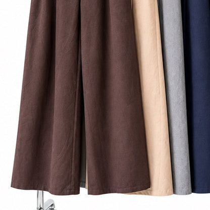 Pantalon marin 49818 – pantalon large femme taille haute à coupe droite fluide et boutons dorés décoratifs sur le devant, style chic facile à porter au quotidien