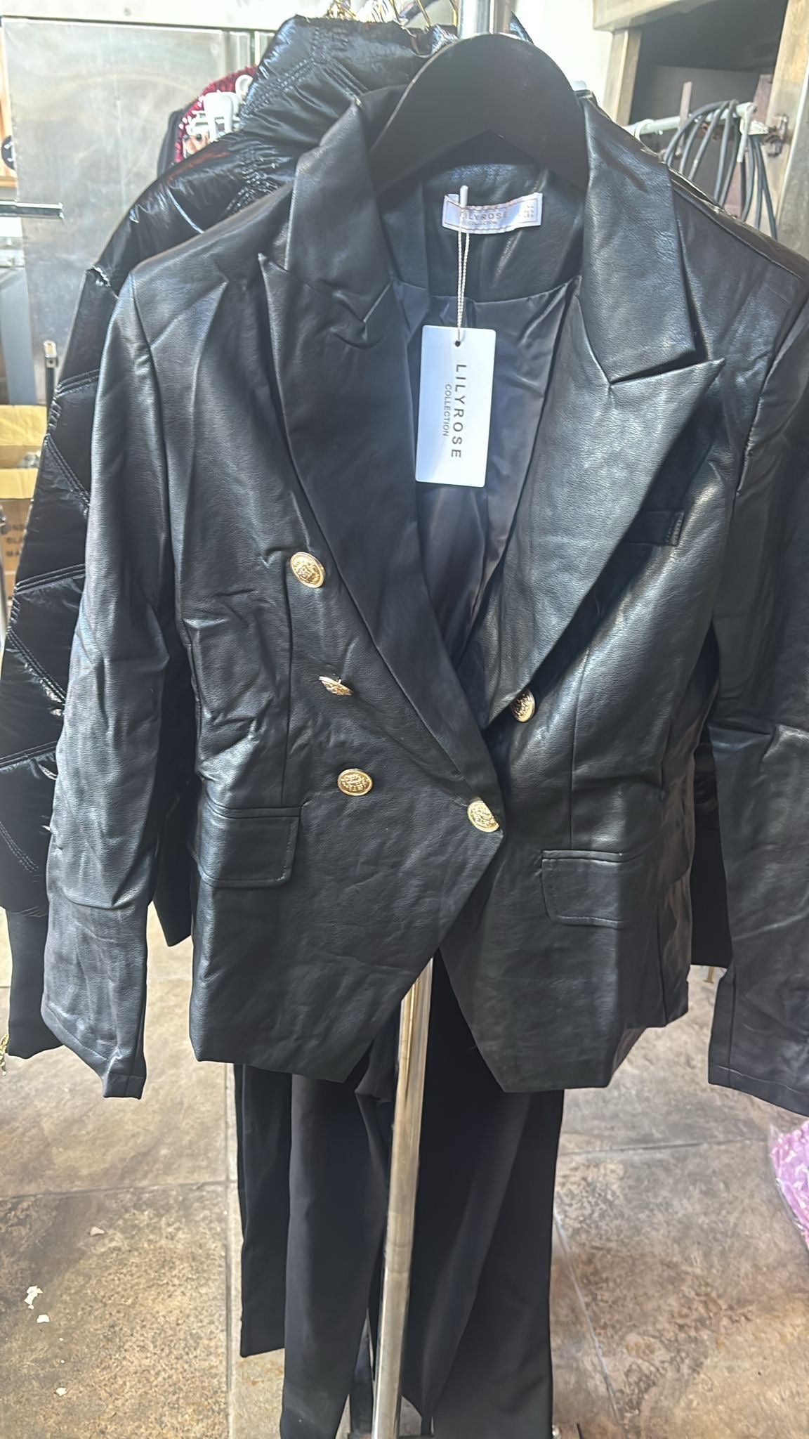 2738 Veste blazer similicuir 100% polyester