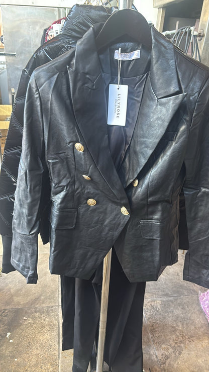 2738 Veste blazer similicuir 100% polyester