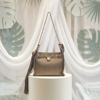 ALEX MAX Sac avec franges latérales chaîne dorée ,sac à main style bohème chaîne dorée chic pour femme – accessoire de mode élégant avec détails tressés artisanaux ,disponible en 3coloris idéal pour sorties et soirées,qualité premium