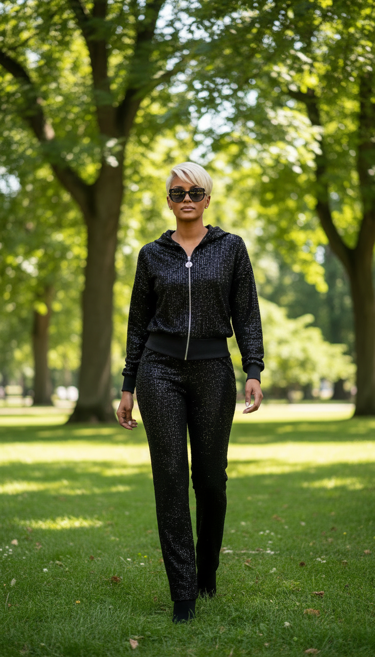 9368 TATU ensemble jogging tout en sequins discret pantalon et veste haute qualité les sequin bouge pas au lavage