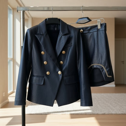 2738 Veste blazer similicuir 100% polyester