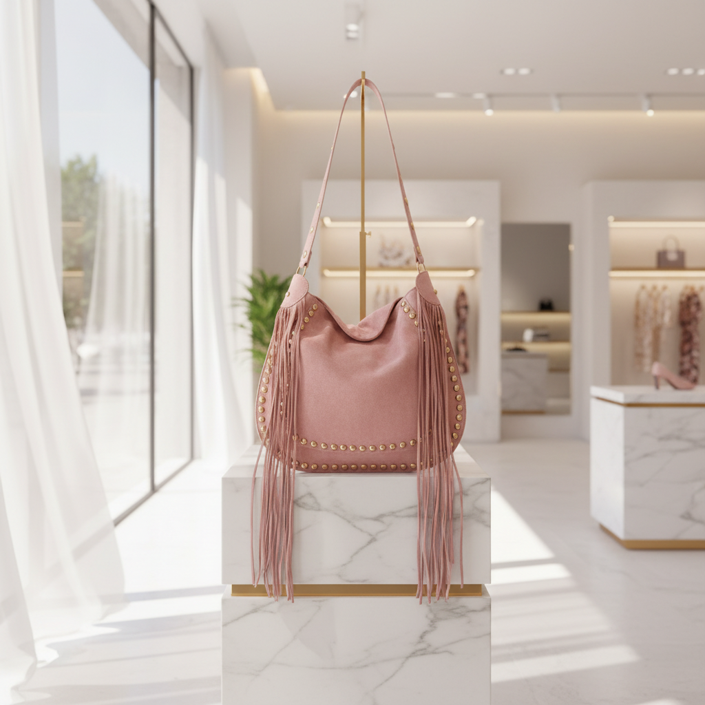 SAC A MAIN 6777 avec des franges esprit bohême chic  avec franges iconiques et détails cloutés dorés l’accessoire indispensable au look vintage et audacieux pour sublimer toutes vos tenues  avec élégance et caractère Taille40cmL/35cmH